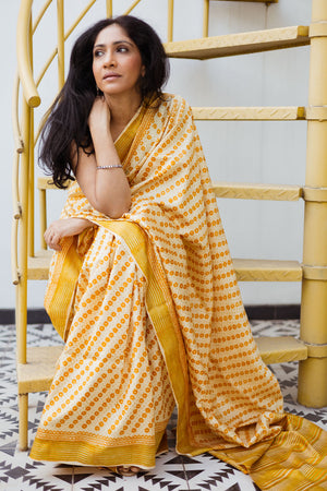 Hoo Nodi | PARIJATA: Yellow Silk Saree