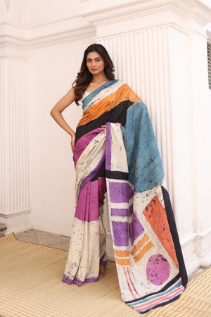 'SOTTSASS' Hand-painted Batik on Handwoven Mulberry Silk