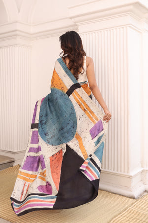 'SOTTSASS' Hand-painted Batik on Handwoven Mulberry Silk