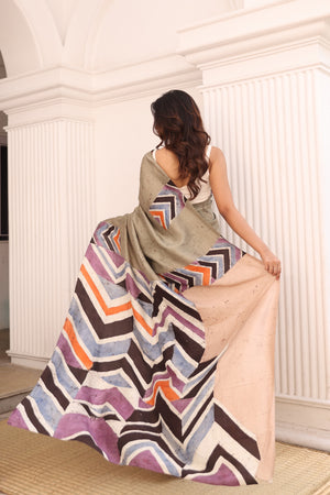 'KAZIMIR: Green' Hand-painted Batik on Handwoven Mulberry silk