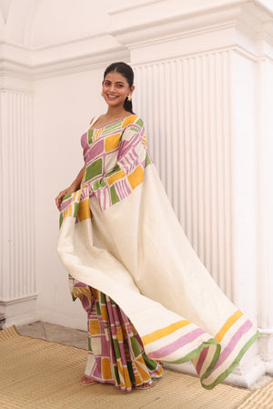 'RAZA: Pastel' Hand-painted Batik on Handwoven Mulberry Silk