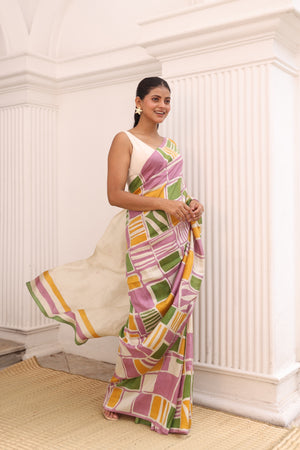 'RAZA: Pastel' Hand-painted Batik on Handwoven Mulberry Silk