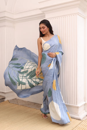 'MATISSE: Cornflower' Hand-painted Batik on Handwoven Mulberry silk