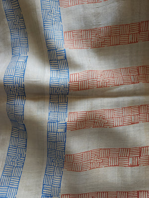 'CROSSROADS' Handblock printed Tussar silk