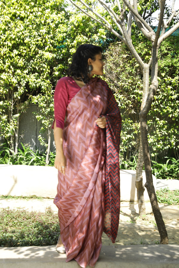 'THE COLOR PURPLE' Handblock printed Tussar silk